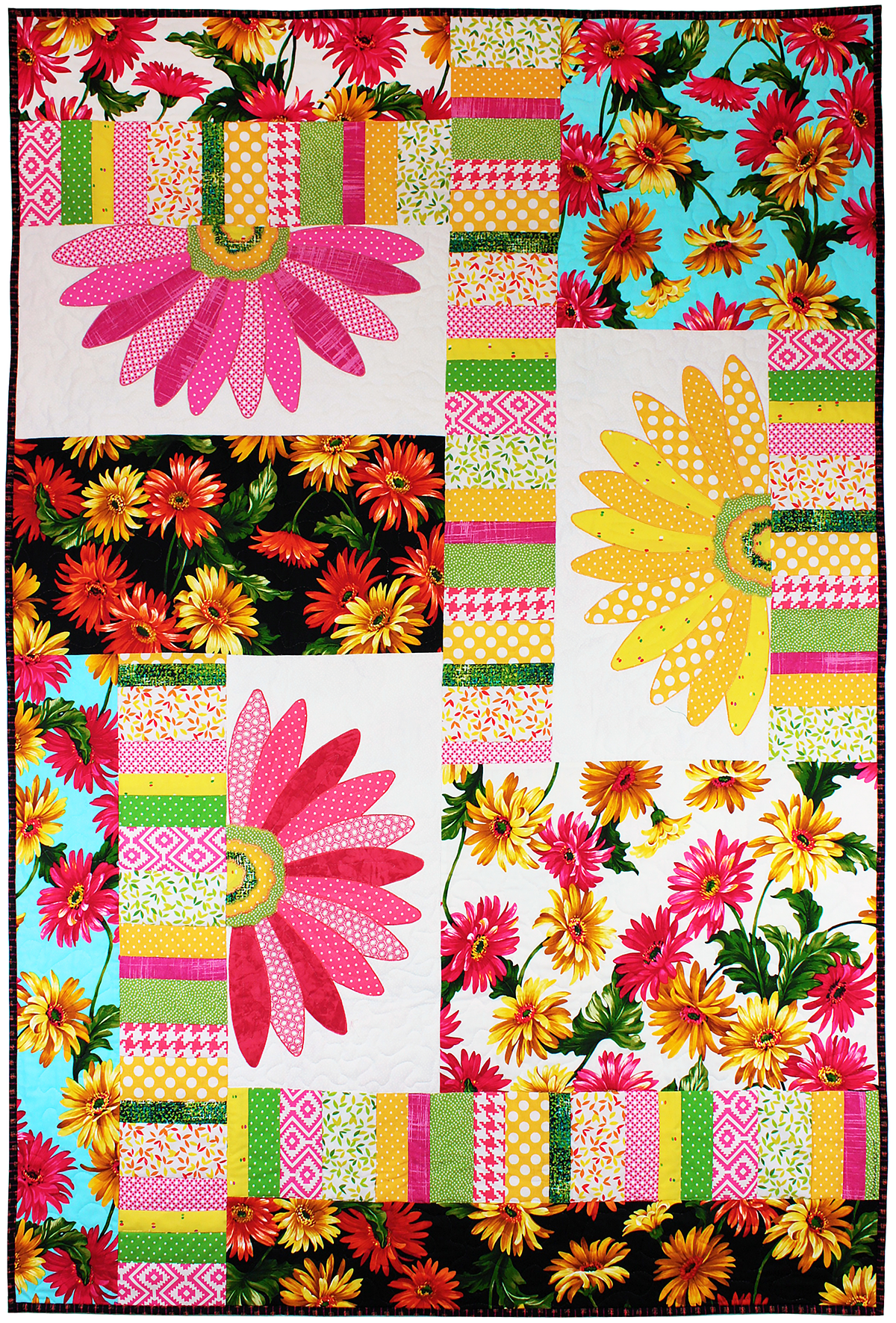 Gerbera Garden Quilt By Marinda Stewart FREE DOWNLOADS GET INSPIRED