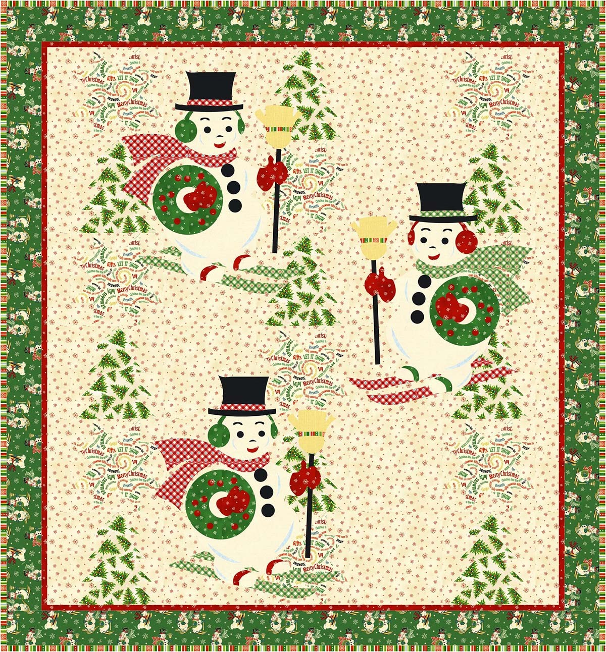 Holly Jolly Snowmen Vintage Christmas Quilt By Coach House Designs