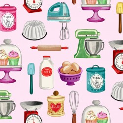 Cartoon baking supplies. Bakery ingredients and kitchen