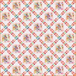 Harlequin Garden quilt feat. Primrose Garden by Project House 360 - free pttern available in december, 2024