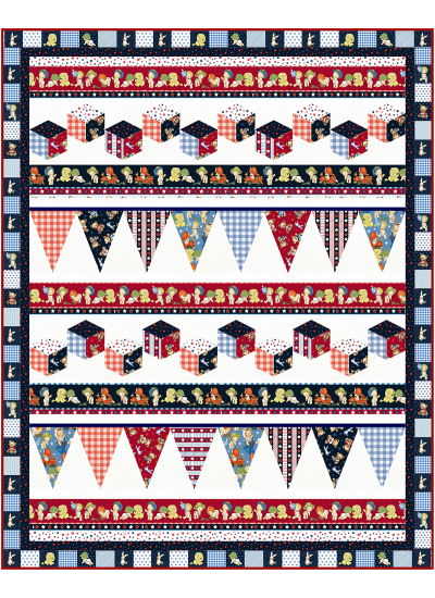Playtime USA Quilt feat. Americana Baby by Marsha Evans - free pattern available february, 2025