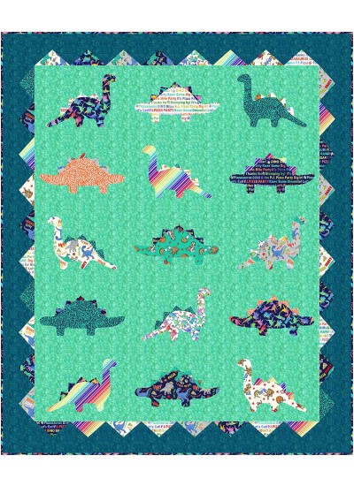 Dino Roar quilt feat. Dino Pizza Party by Slice of Pi Quilts
