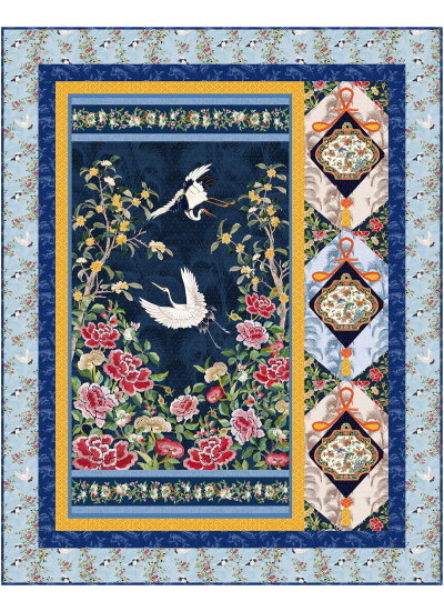 Taking Flight quilt feat. Silk Road by Marsha Evans Moore- free pattern available in november, 2024