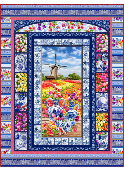 Delft View feat. Spring in Delft by Marsha Evans Moore- Free Pattern available in January, 2025 